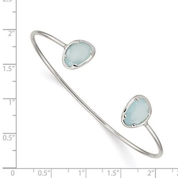 Sterling Silver Blue Chalcedony Bangle - Picture 3 of 4